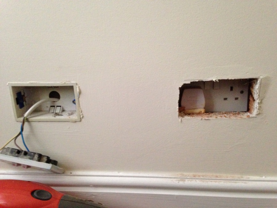 Don't put plasterboard over sockets