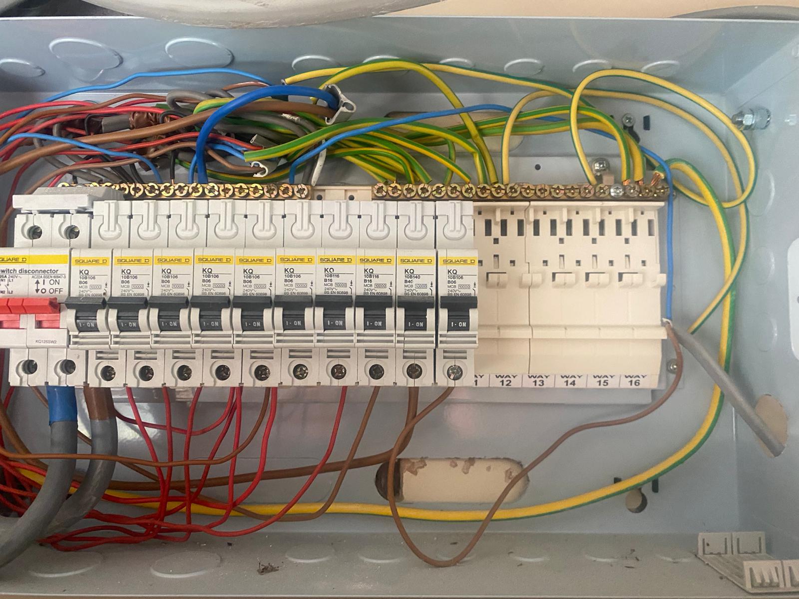 New circuits installed for a garden in Etwall, there is a ton of wires, and the inside of the shell