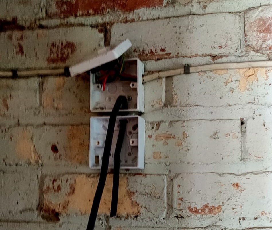 This one has wires poking out from where we was installing it