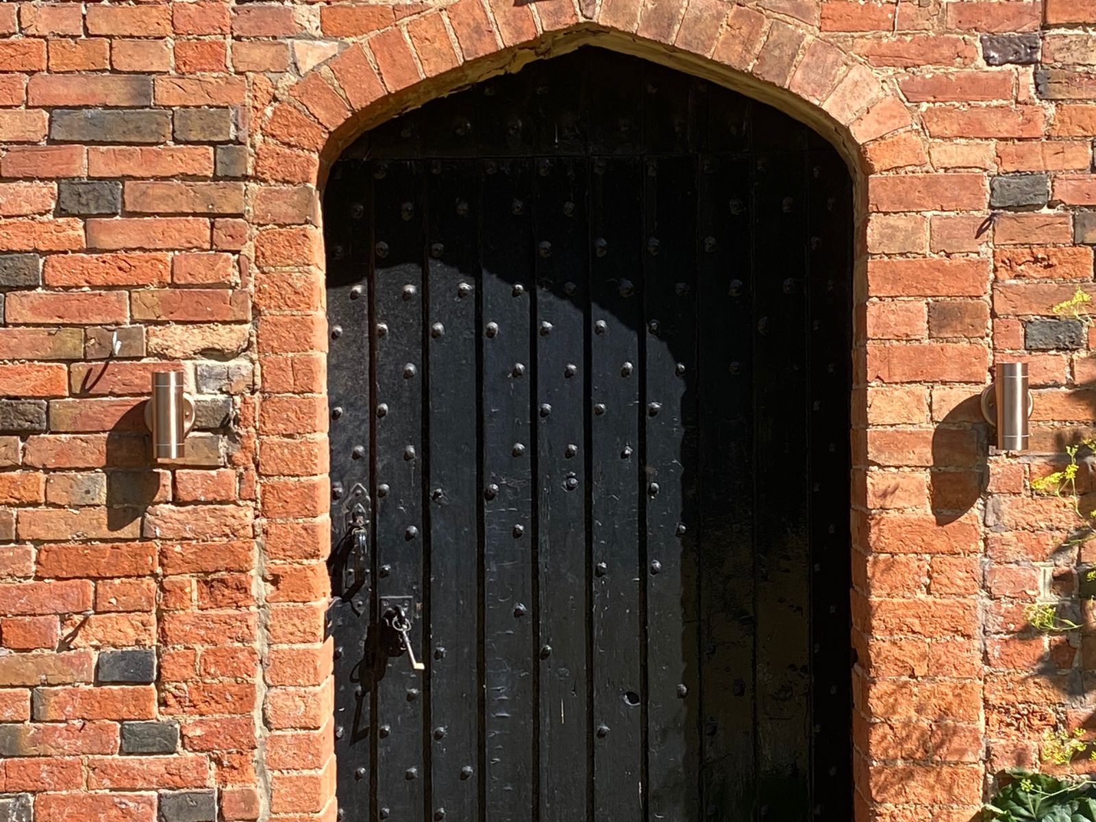A closeup of the door
