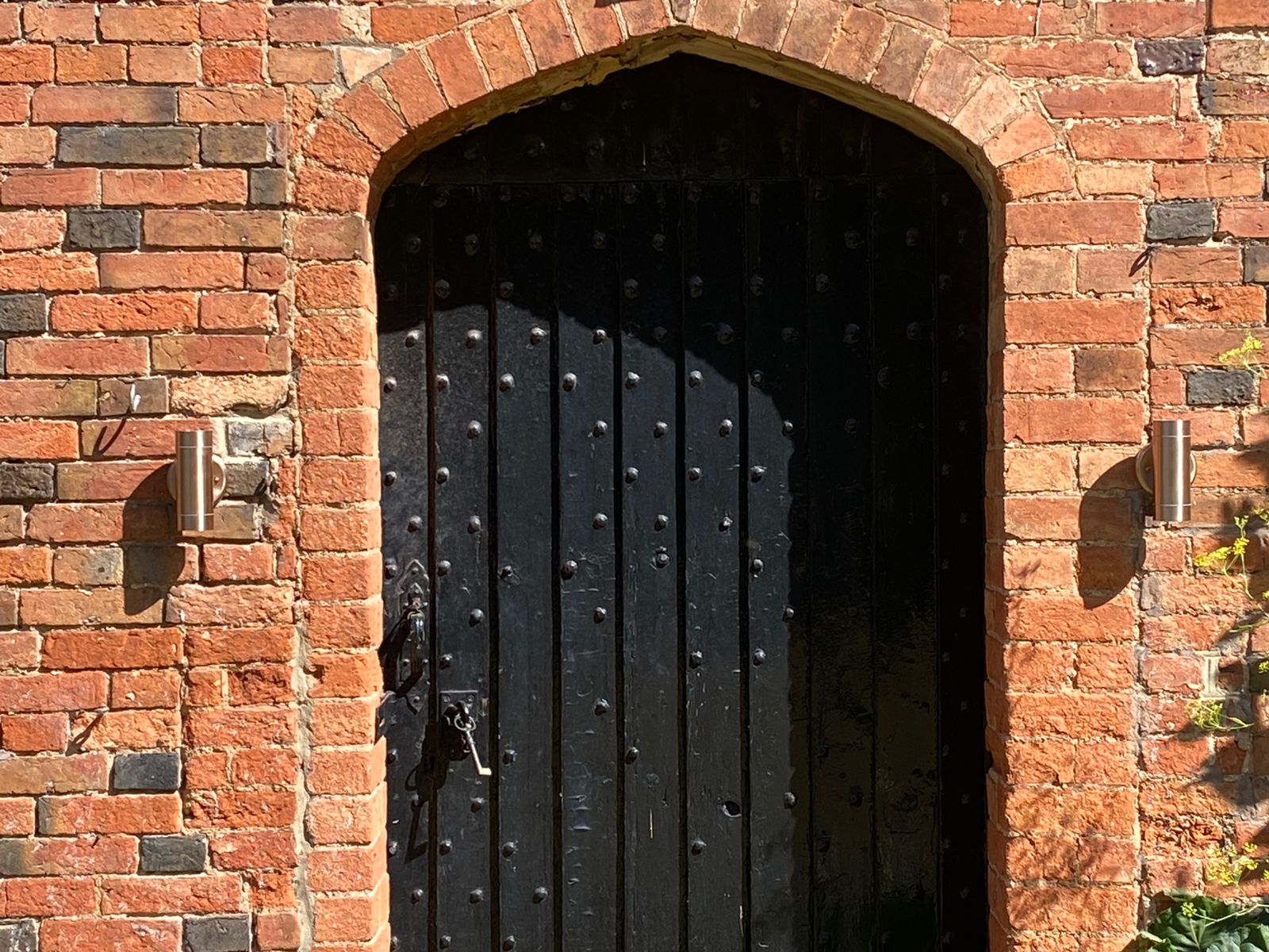 A closeup of the door