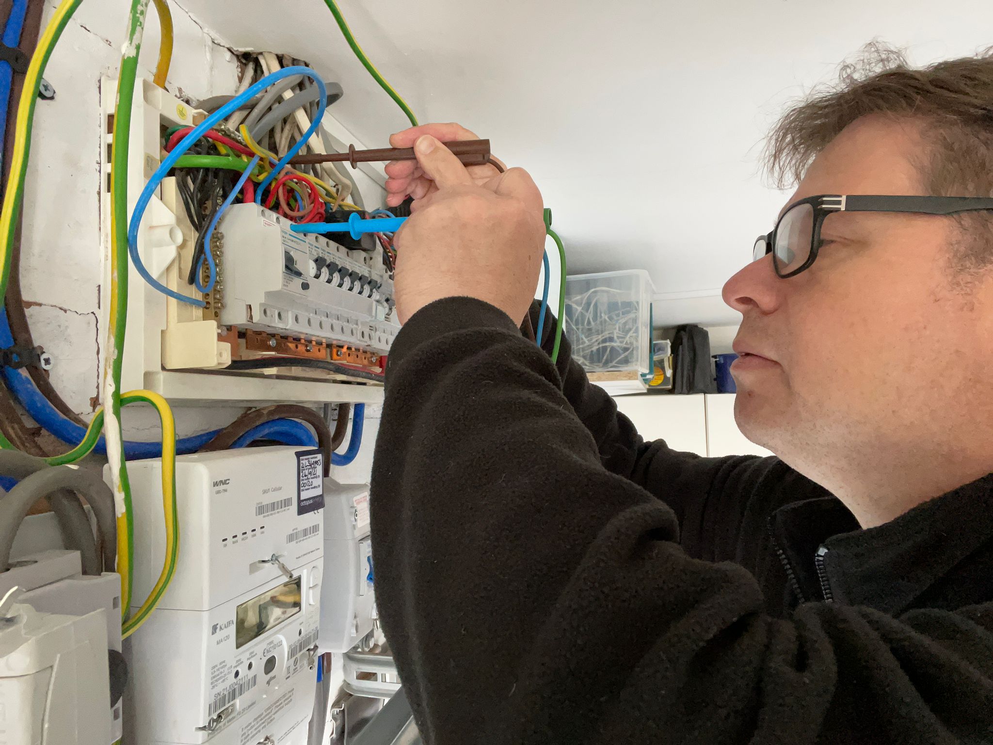 Chris tests all of the circuits so he can see the state of the system