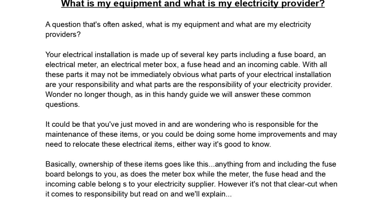 Your Electrical Equiptment