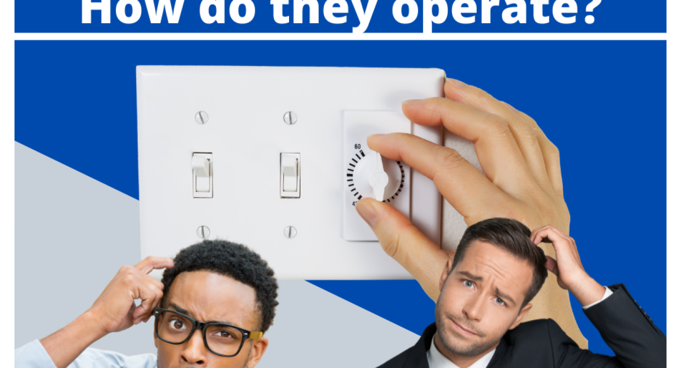 Title extractor fan mini series: how do they operate? with an image of an extractor fan switch and two men looking confused